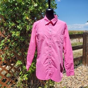 Wendy Williams Pink Collared Button Down Shirt with Cuffed Sleeves Size Large